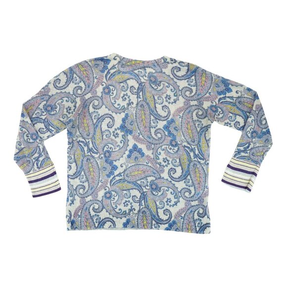 LOFT Women's Italian Yarn Purple Sweater Paisley Pattern Size XL ~ Lightweight - Picture 2 of 5